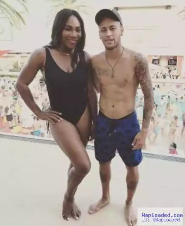 Serena Williams strikes a pose with Neymar Jr in her swimsuit